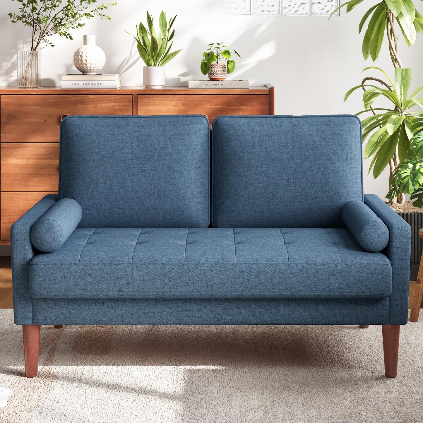 Vesgantti Loveseat Sofa 48" Small Couches for Small Spaces, Love Seat for Living Room, Bedroom, Easy Assembly Mid Century Modern Couch, Navy Blue