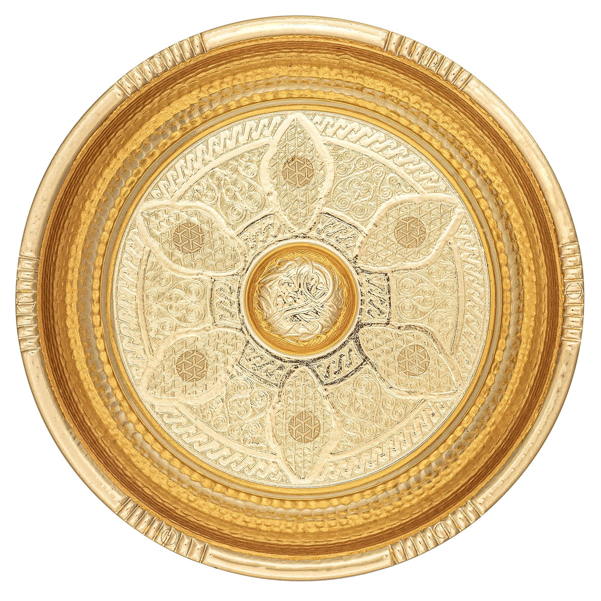 Alisveristime Traditional Turkish Bath Hammam Bowl with Authentic Motifs (440gr (15.50 oz) Made of Zinc (7.87-Inch Diameter) (Gold)