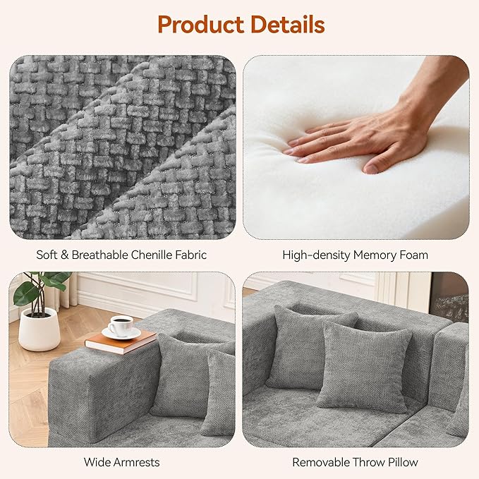 MONVANE 103'' Modular Sectional Sofa, Cloud Sectional Couch
