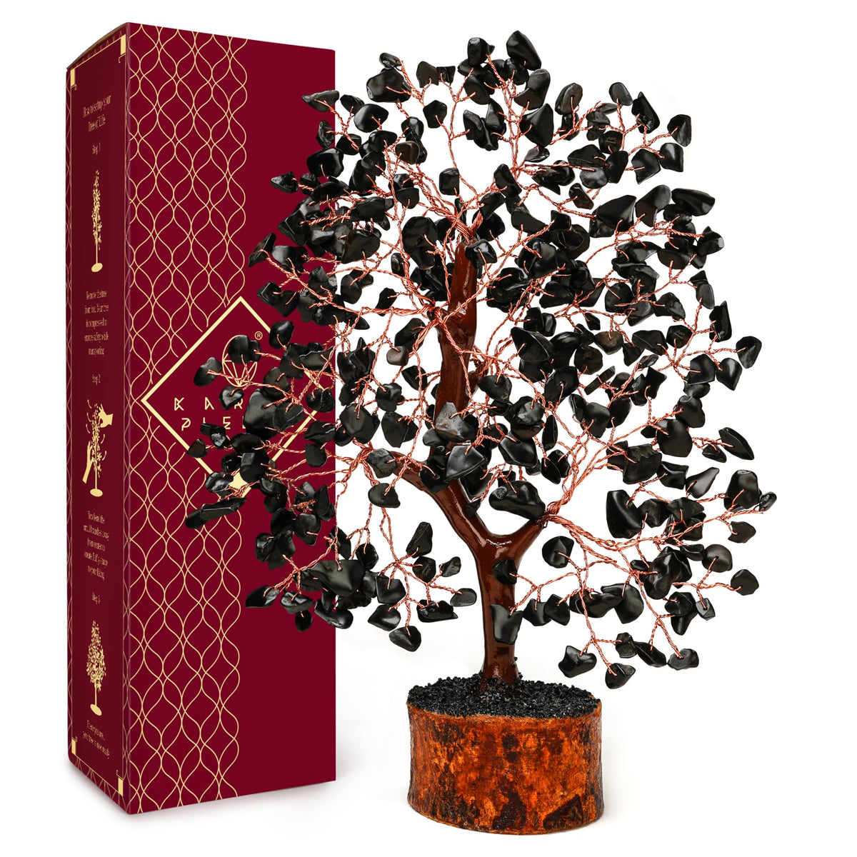Crystal Tree of Life Birthday Gifts for Women, Men, Handmade Home Decor, Office, Room Decoration, Black Obsidian Reiki Healing Crystal Chakra Tree for Money, Good Luck Gifts for Her, Mom & Dad