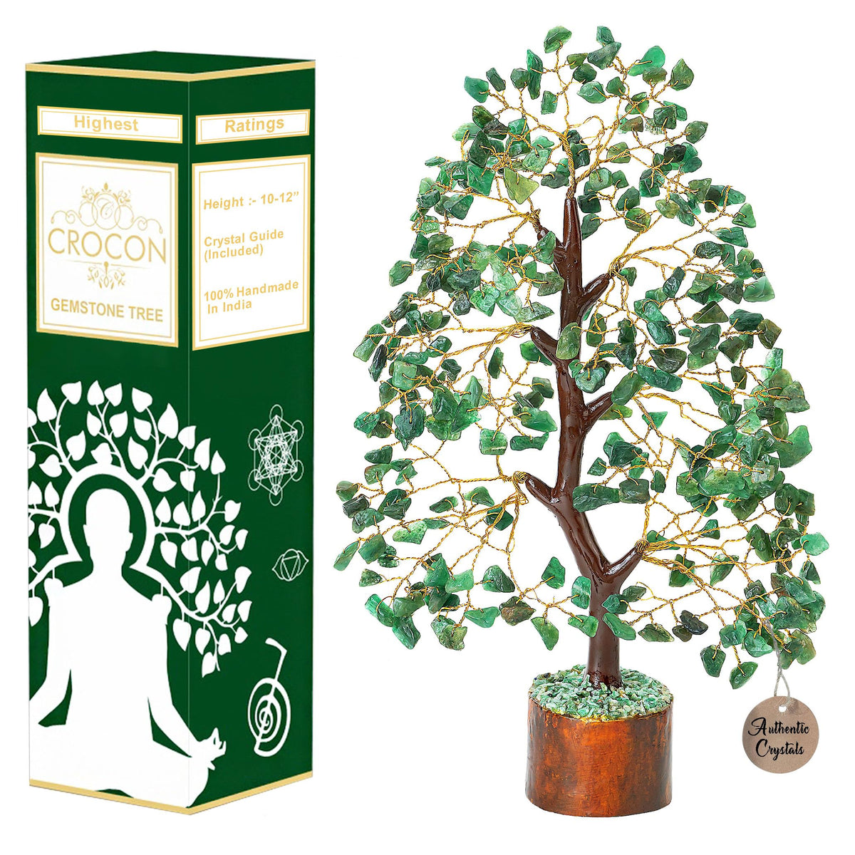 Crocon® Green Aventurine Crystal Tree, Birthday Gifts for Women & Men, Home Decor Healing Crystals Present, Spiritual Gift Room Decor, House Warming Gift Home, Self Care Mom Birthday Gift for Women