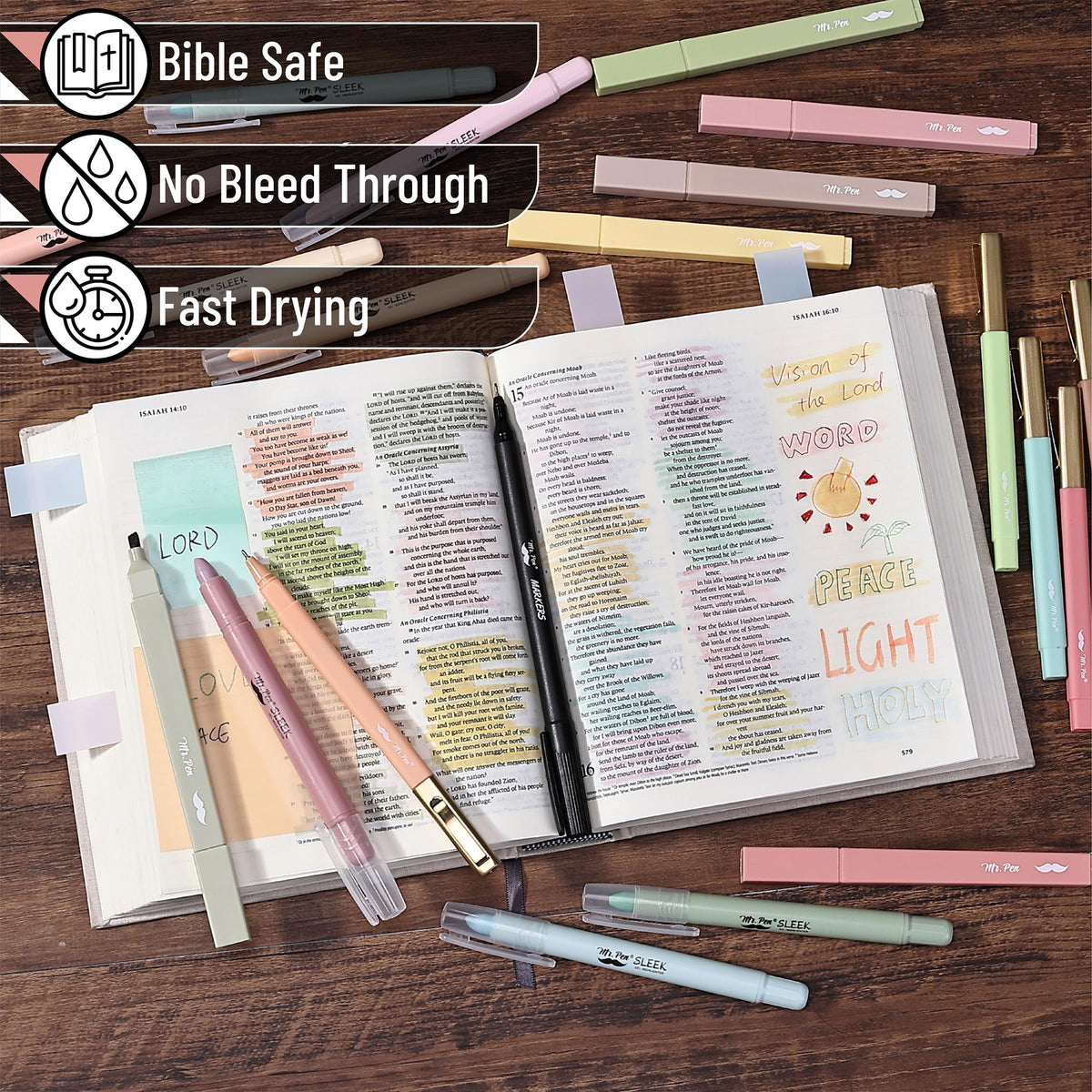 Mr. Pen- Bible Journaling Kit for Women, Bible Highlighters and Pens No Bleed, Pencil Case, Fineliner, Prayer Cards, Tabs, Magnetic Bookmarks, Transparent Sticky Notes, Christian Devotional Gifts