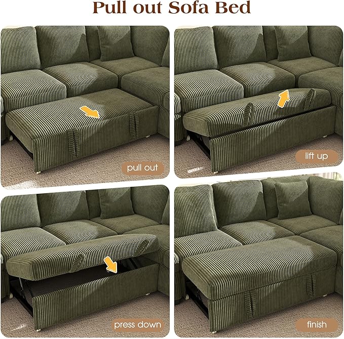 Ihanherry 59-inch Corduroy Convertible Sofa Bed