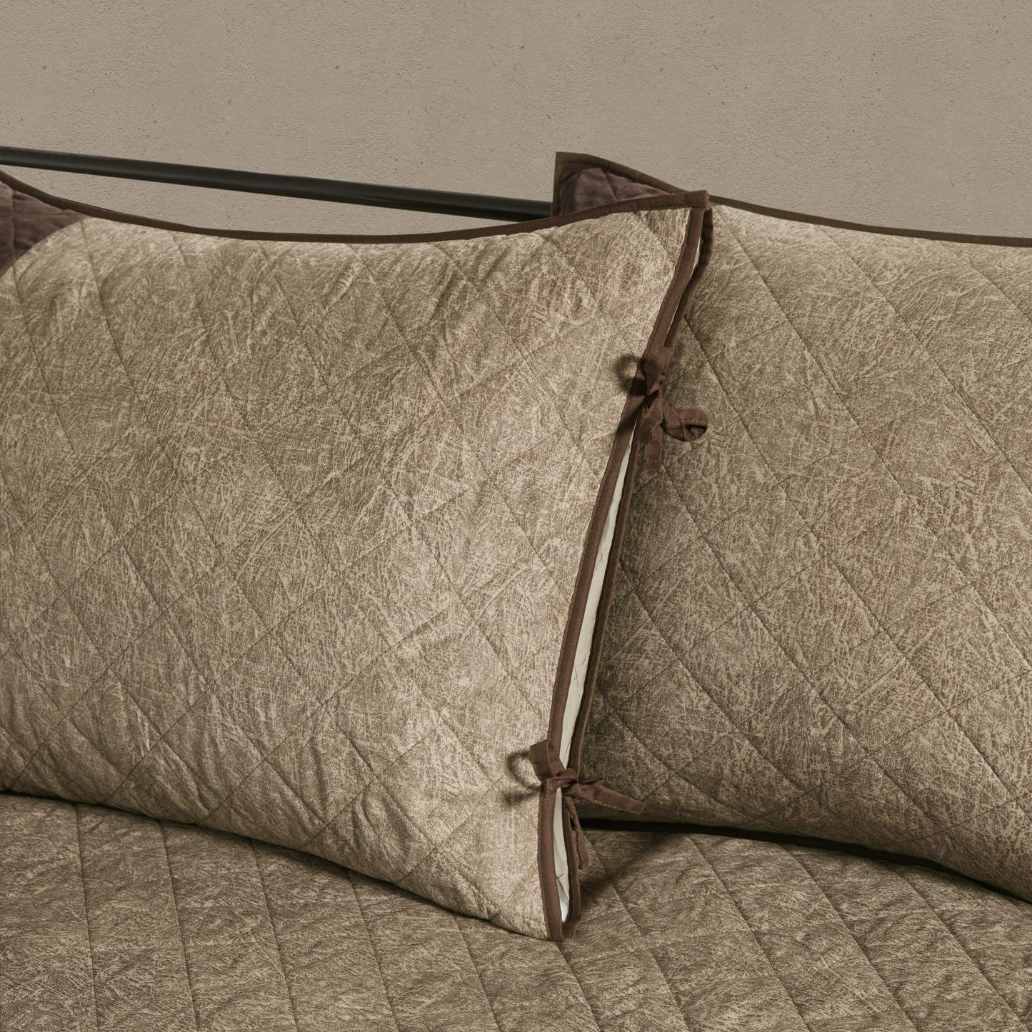Madison Park Daybed Cover Set - Trendy Design, All Season Luxury Bedding with Bedskirt, Matching Shams, Decorative Pillow, Diamond Quilted Faux Suede Reversible Brown 75"x39" 6 Piece