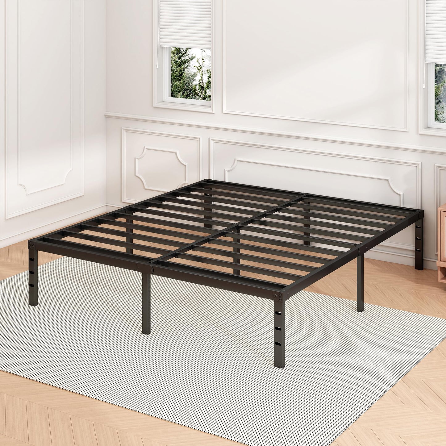 Hafenpo 18 Inch Full Bed Frame - Sturdy Metal Platform Full Size, No Box Spring Needed, Heavy Duty, Easy Assembly, Strong Bearing Capacity, Under Bed Storage, Black