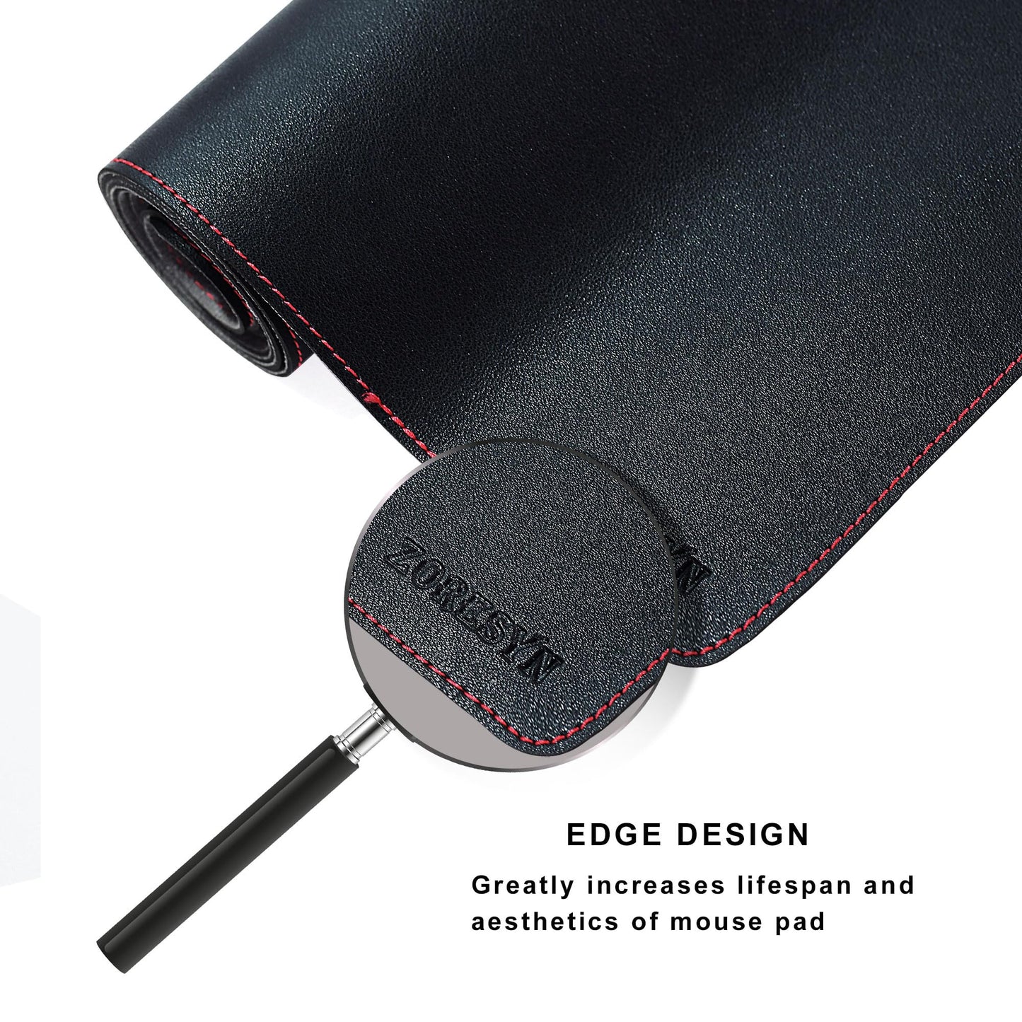ZORESYN 59.1"x27.6" PU Leather Desk Pad Protector, Large Mouse Pad, Executive Computer Office Desk Mat, Non-Slip Desk Blotter, Waterproof Desk Writing Pad for Office and Home (Black)