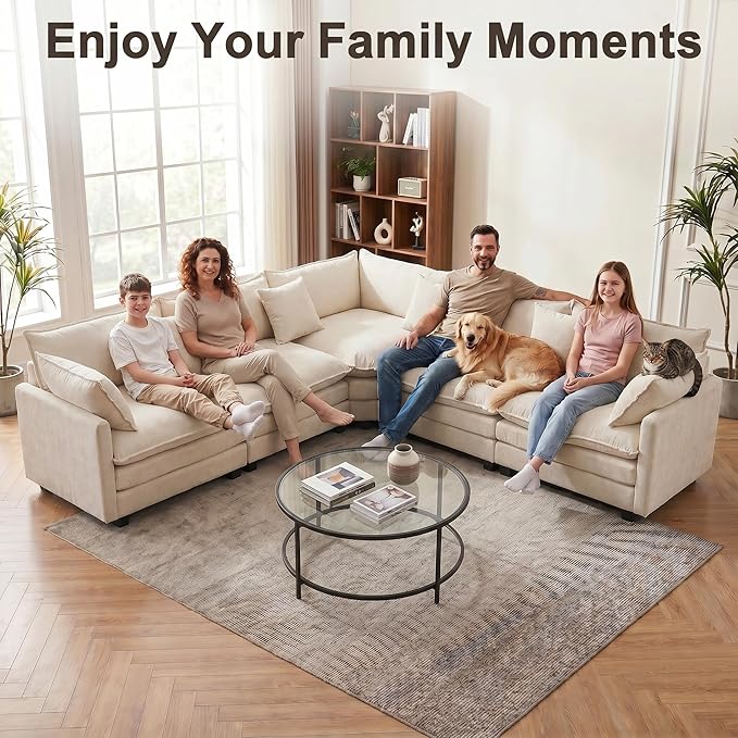 111.4" V-Shaped Corner Couch Sectional｜5 Seat Customizable Modular Cloud