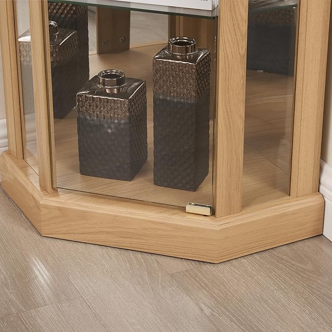 Corner Curio Cabinet, 150lbs Heavy Duty Glass Display Cabinet