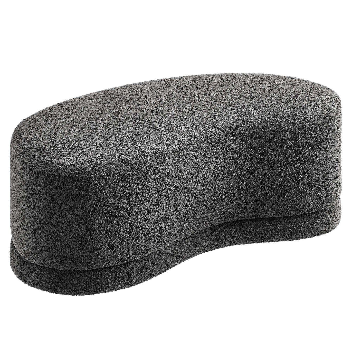 Modway Nimbus 48 Inch Curved Ottoman Bench in Cast Slate - Soft Fabric Chenille Ottoman - Versatile Bedroom Bench - Bouclé Footstool - Upholstered Coffee Table - Bedroom and Living Room Furniture