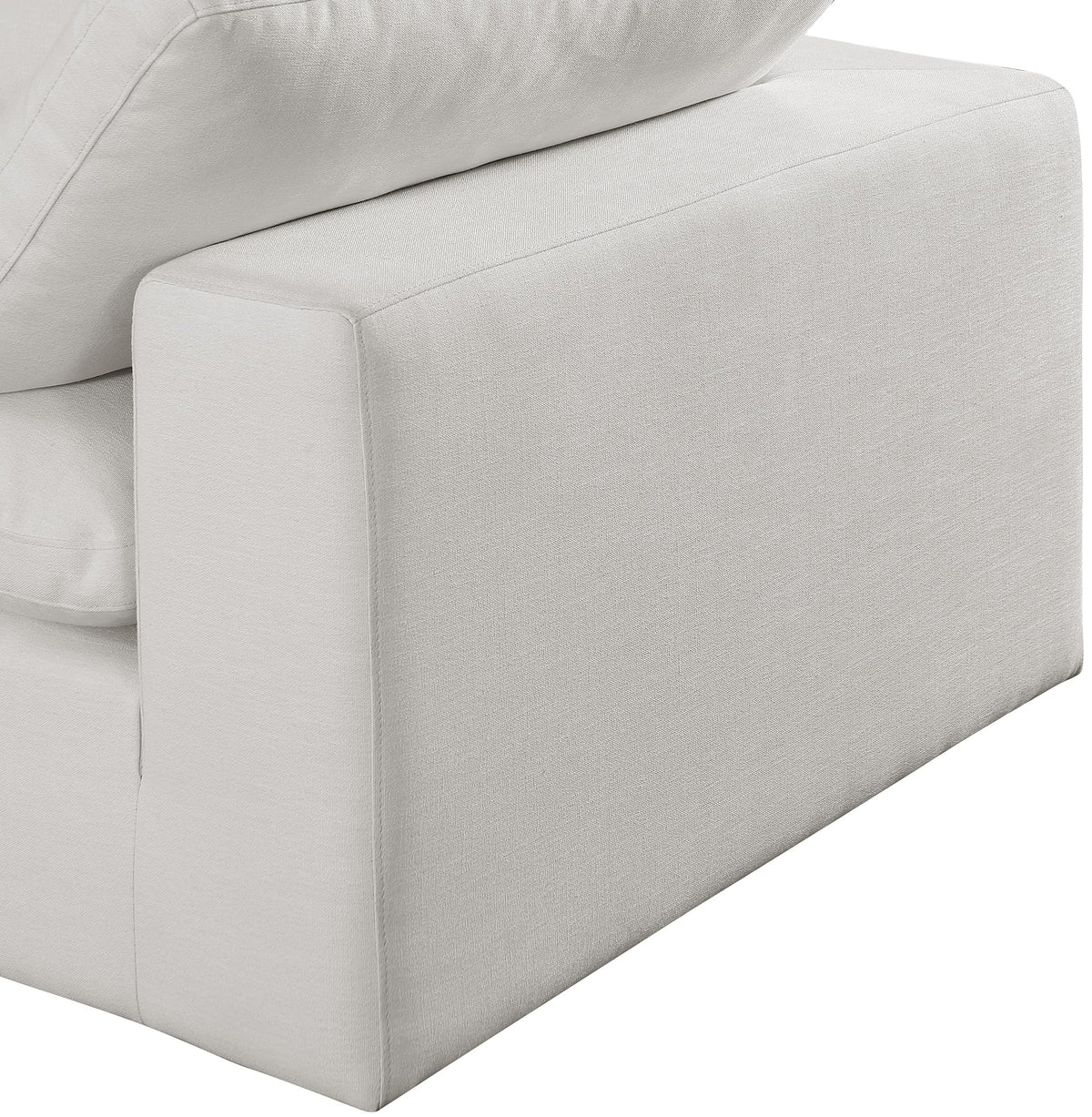 Meridian Furniture 187Cream-S80 Comfy Collection Modern | Contemporary Upholstered Modular Sofa with Cream Linen Textured Fabric Upholstery, Down Feather Cushions, 80" W x 40" D x 34.5" H, Cream