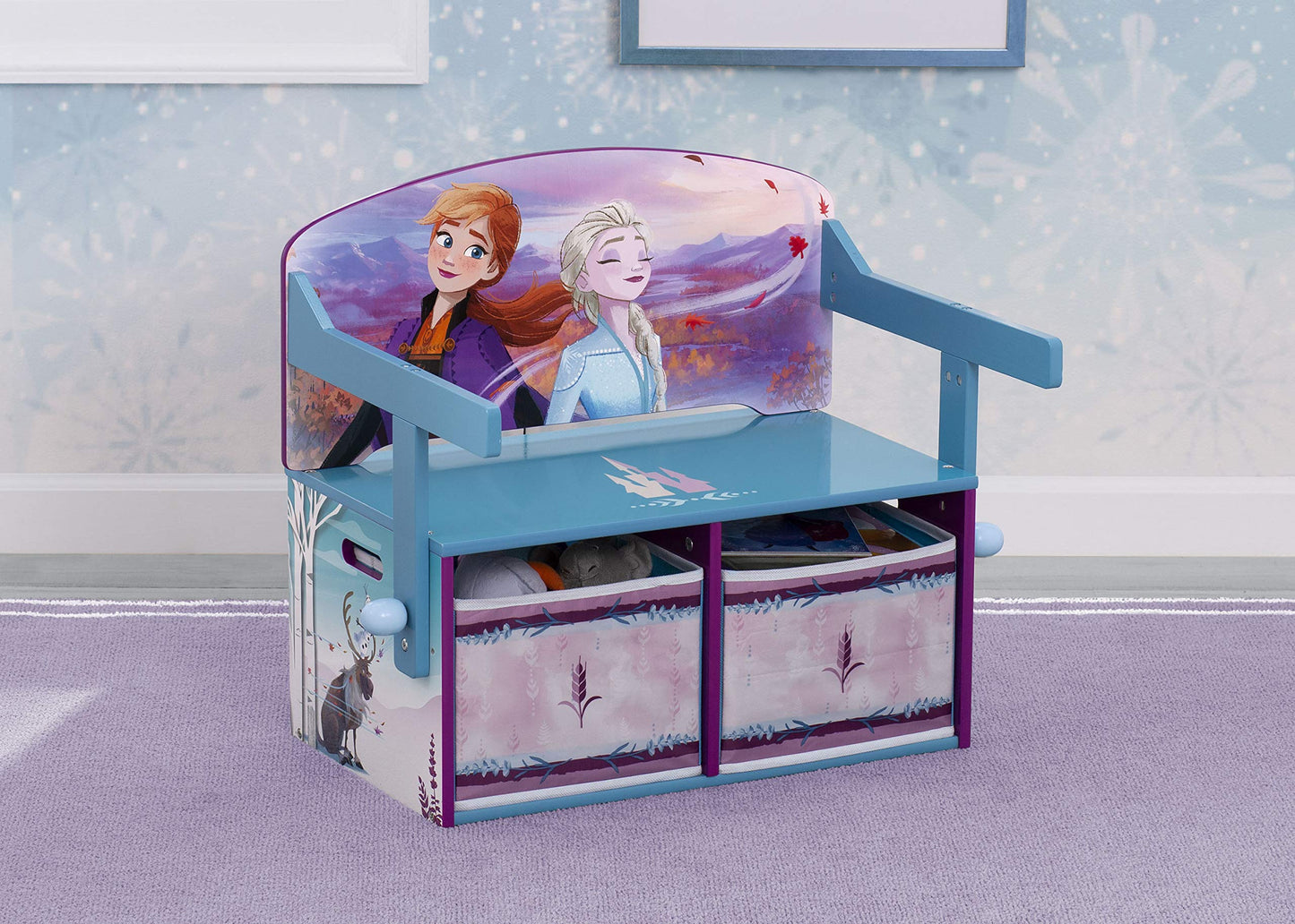 Delta Children Kids Convertible Activity Bench - Greenguard Gold Certified, Frozen II & Deluxe Toy and Book Organizer, Disney Frozen II