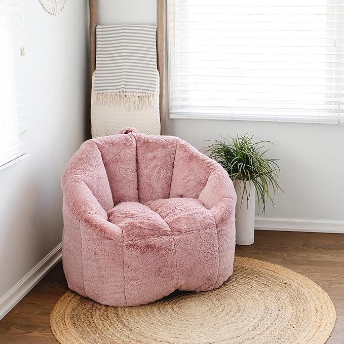 Big Joe Milano Bean Bag Chair for Kids, Ultra-Soft Mauve Plushie Polyester Blend
