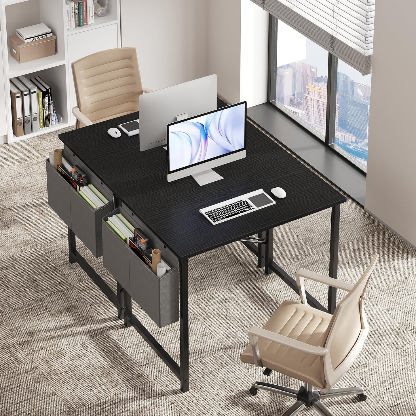OLIXIS Computer Desk 31 Inch Home Office Desks for Small Spaces, Gaming Writing Study Work Table with Storage Bag, Compact Desk for Home Office, Bedroom and Gaming Use, Black