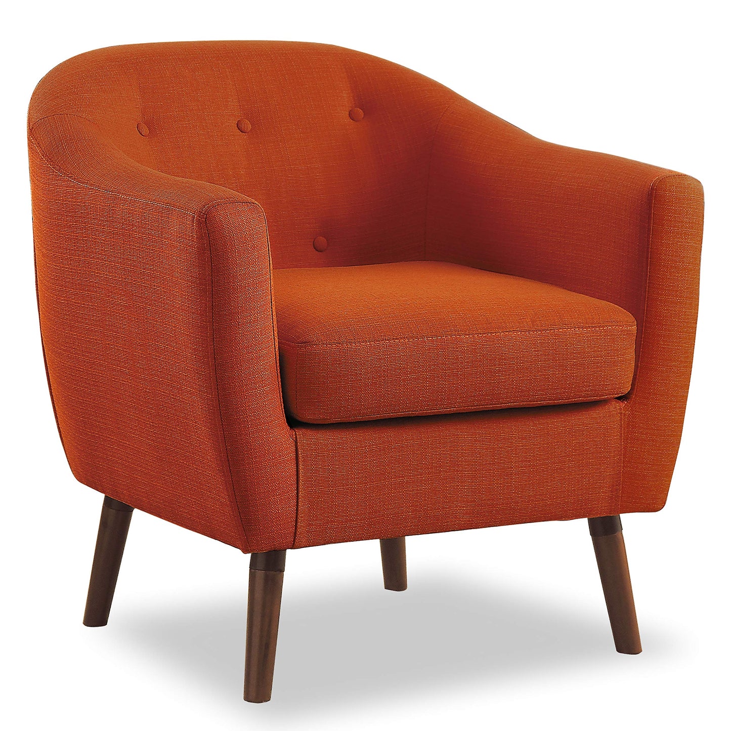 Homelegance Lucille Modern Accent Chair, Upholstered Reading Chair with Button-Tufted Back, Sloped Arms, Removable Seat Cushion Cover and Espresso Wood Legs, for Living Room, Bedroom or Office, Orange