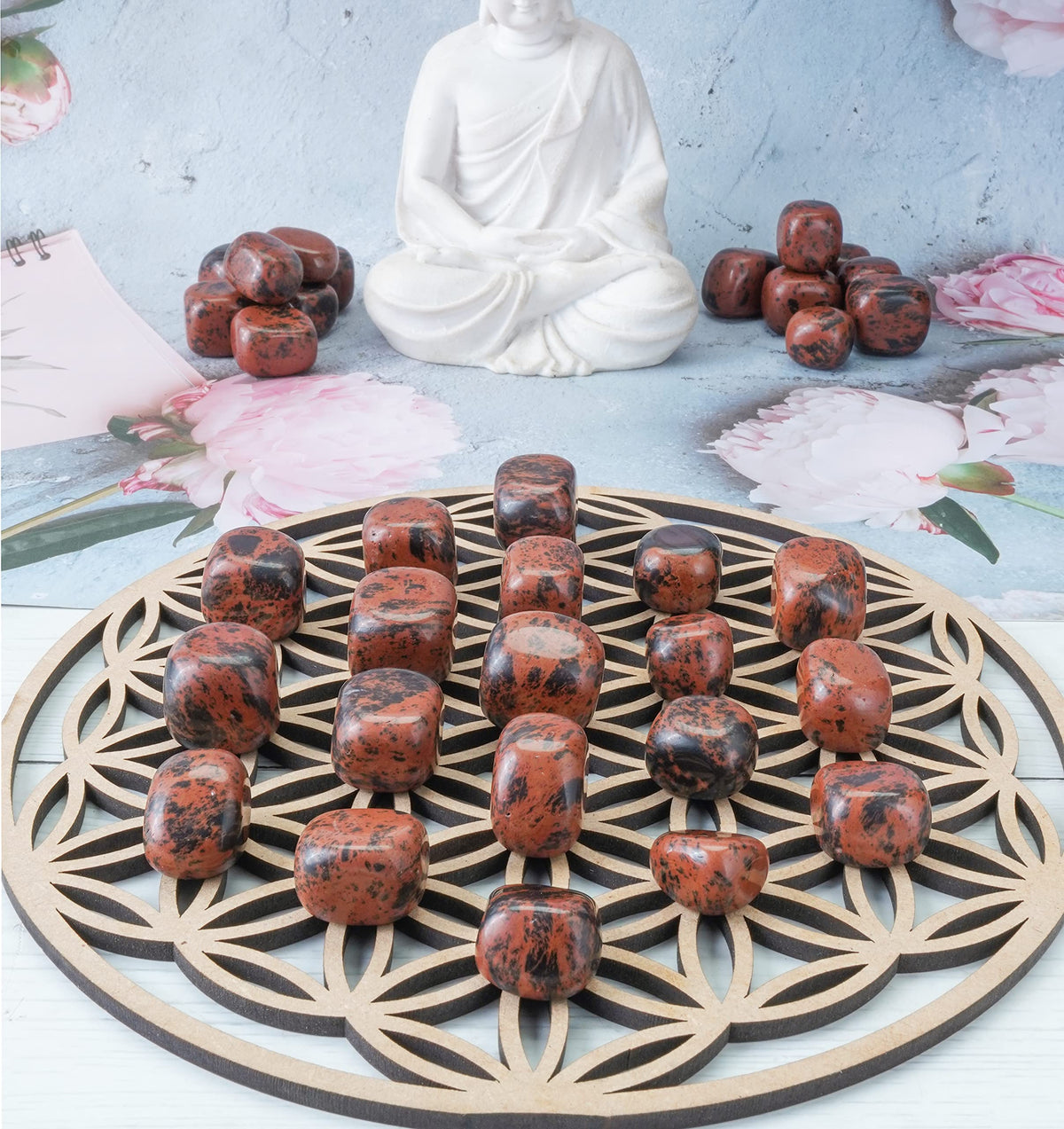 "ZAICUS Mahogany Obsidian Tumbled Stones Bulk, Crystals Bulk for Healing Polished Natural Crystal Stones for Vase Filler Rock Collecting, Decorative Fountain & Home Dcor, 2025 mm, 1 lb"