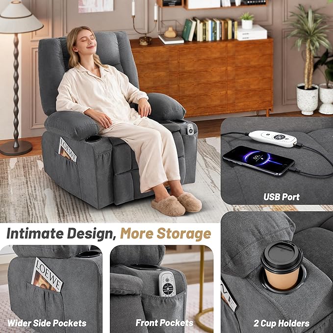 Oversized Swivel Rocker Recliner Chair