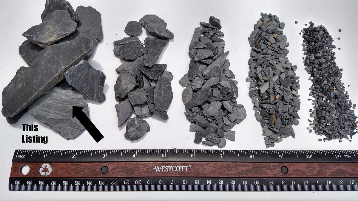 Natural Slate Stone 1 to 3 Inches - USA Sourced and Packaged for Aquascaping Aquariums, Terrariums, Paludariums, Reptile Enclosures, Wargaming, Models, Mosaic Art, Miniature Fairy Gardens (2lbs Grey)