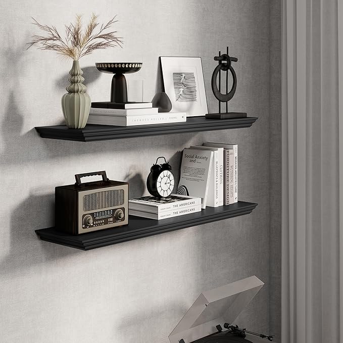 Fun Memories Floating Shelves 36 Inch Long, 9.3 Inch Deep Classic Crown Molding
