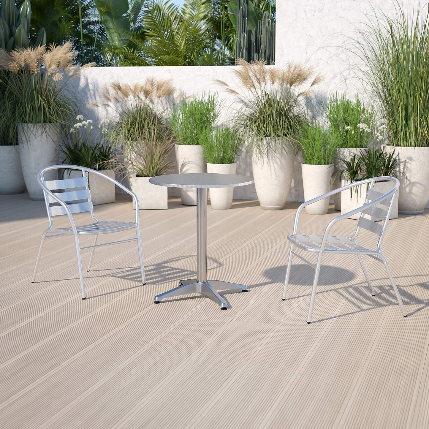 Flash Furniture Mellie Commercial Grade 23.5'' Round Aluminum Indoor-Outdoor Table with Base