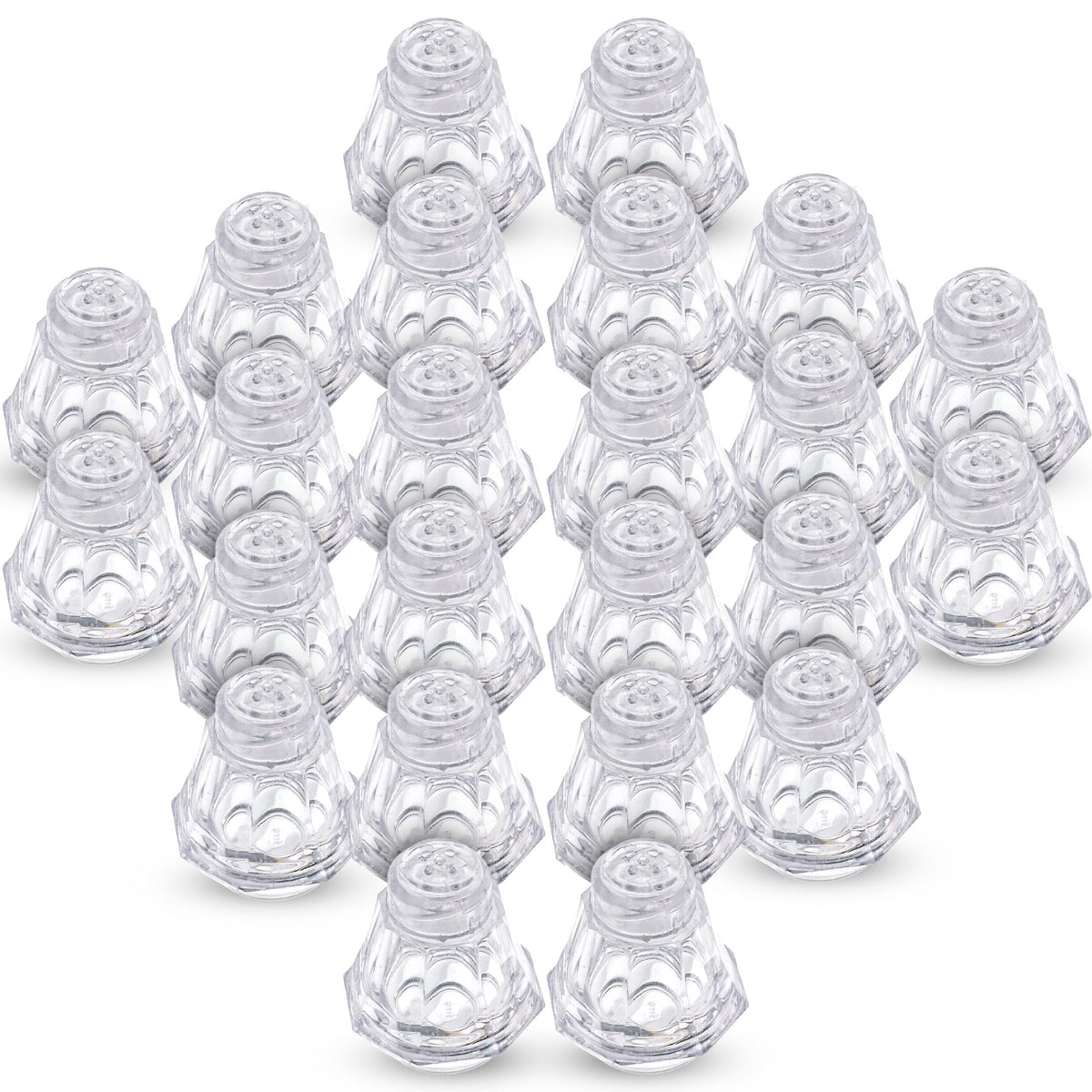 Crafts Central Plastic Mini Salt and Pepper Shakers For Party’s, Restaurants and Wedding’s - 24 Pcs (Clear)