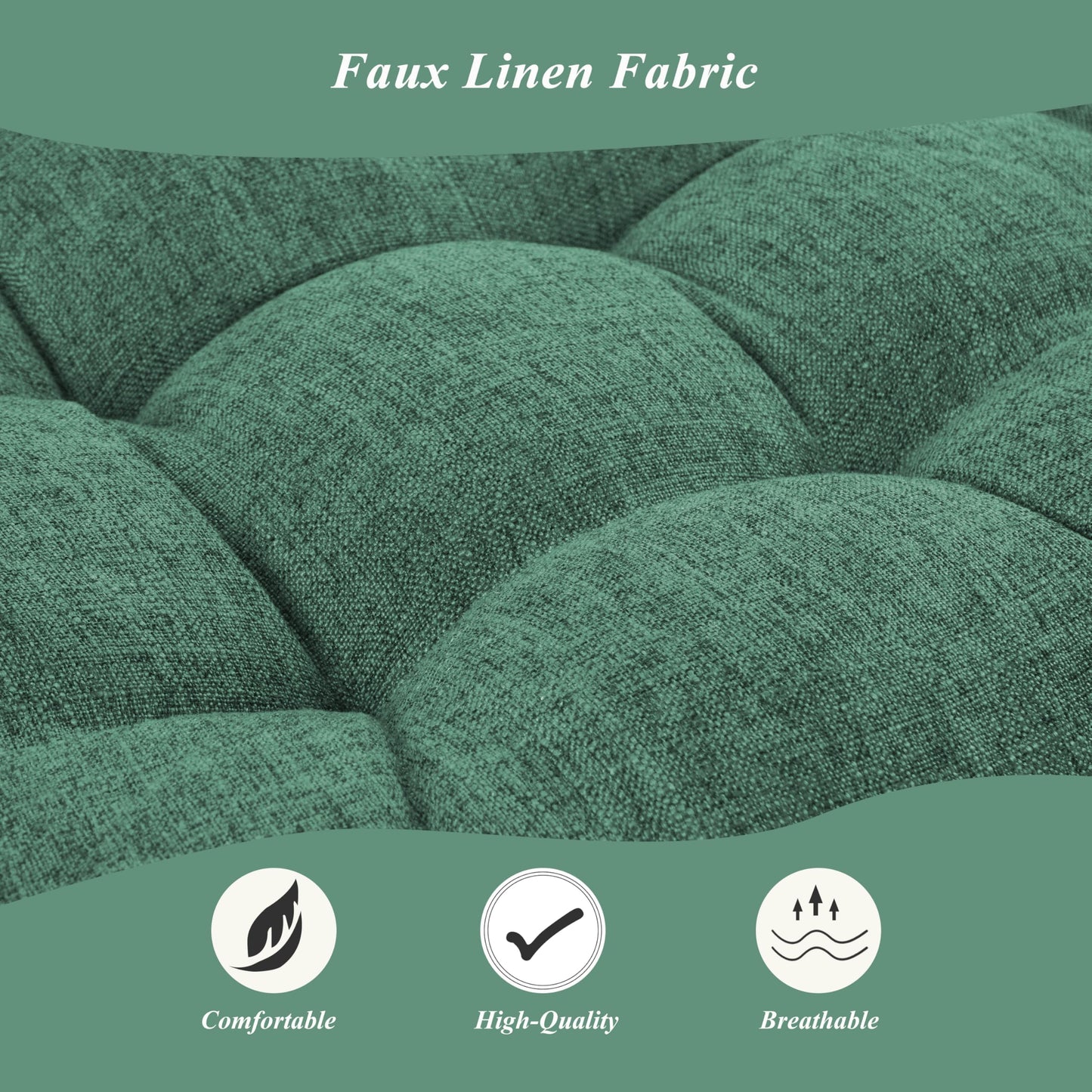 FlyGulls Bench Cushion for Indoor Furniture 48 x 19 inch Rectangle Bench Seat Cushion for Bay Window Entryway Bench Thick Textured Chair Cushion with Non-Slip Backing 1 Pack, Green