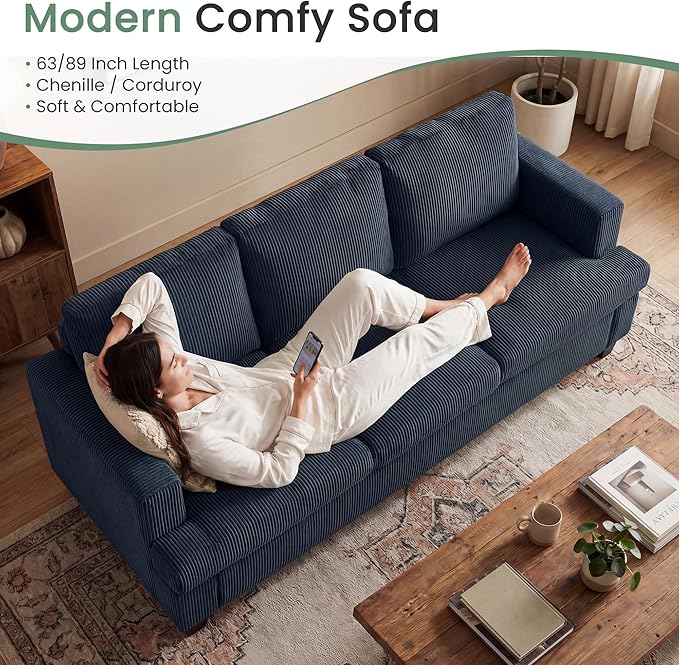 YOUDENOVA Sofa, 3 Piece Set Comfy Sofa, Loveseat & 2 3-Seater Couch