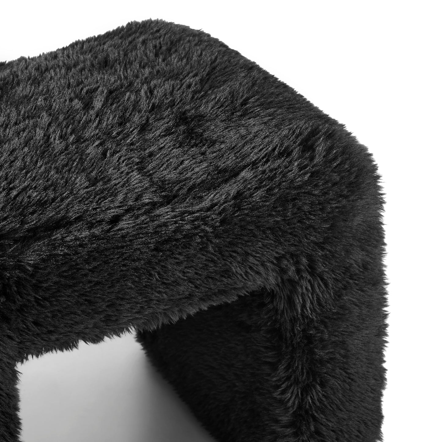 Roundhill Furniture Zorya Contemporary Faux Fur U-Shaped Ottoman, Set of 2, Black