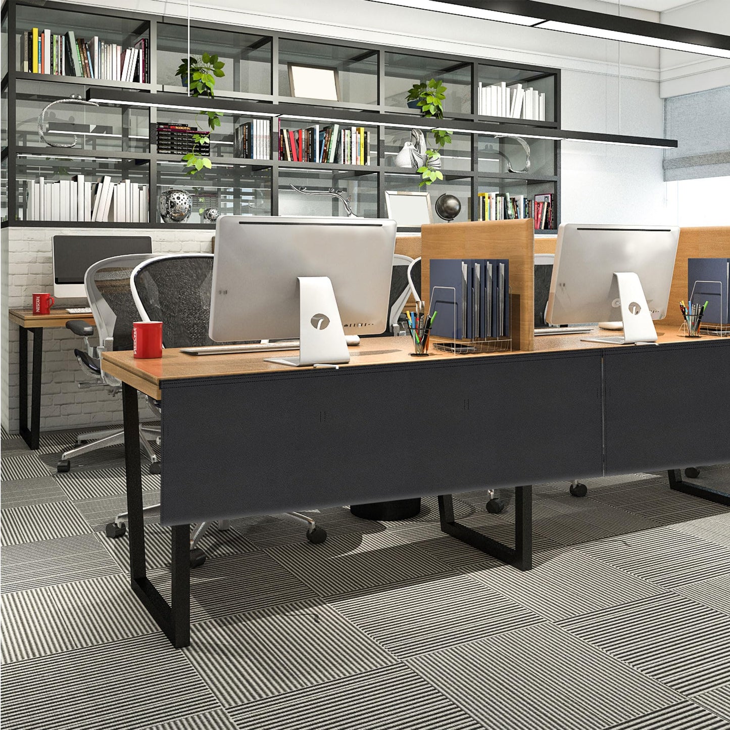 HolyMaji 60" Under Desk Privacy Panel Self-Adhesive Modesty Panel with Wire Pocket for Cable Management Organizer Heavy Duty Desk Skirt - Office Home or Standing Workstation Concealer Shield