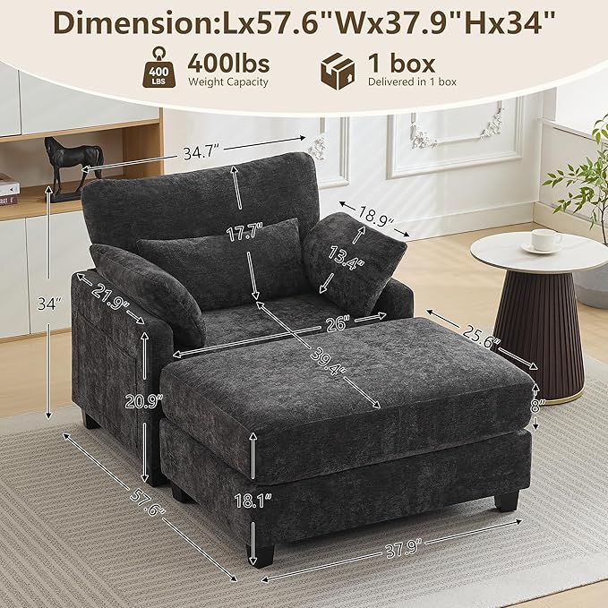 WUTUTUEE 57.5" Oversized Chaise Lounge