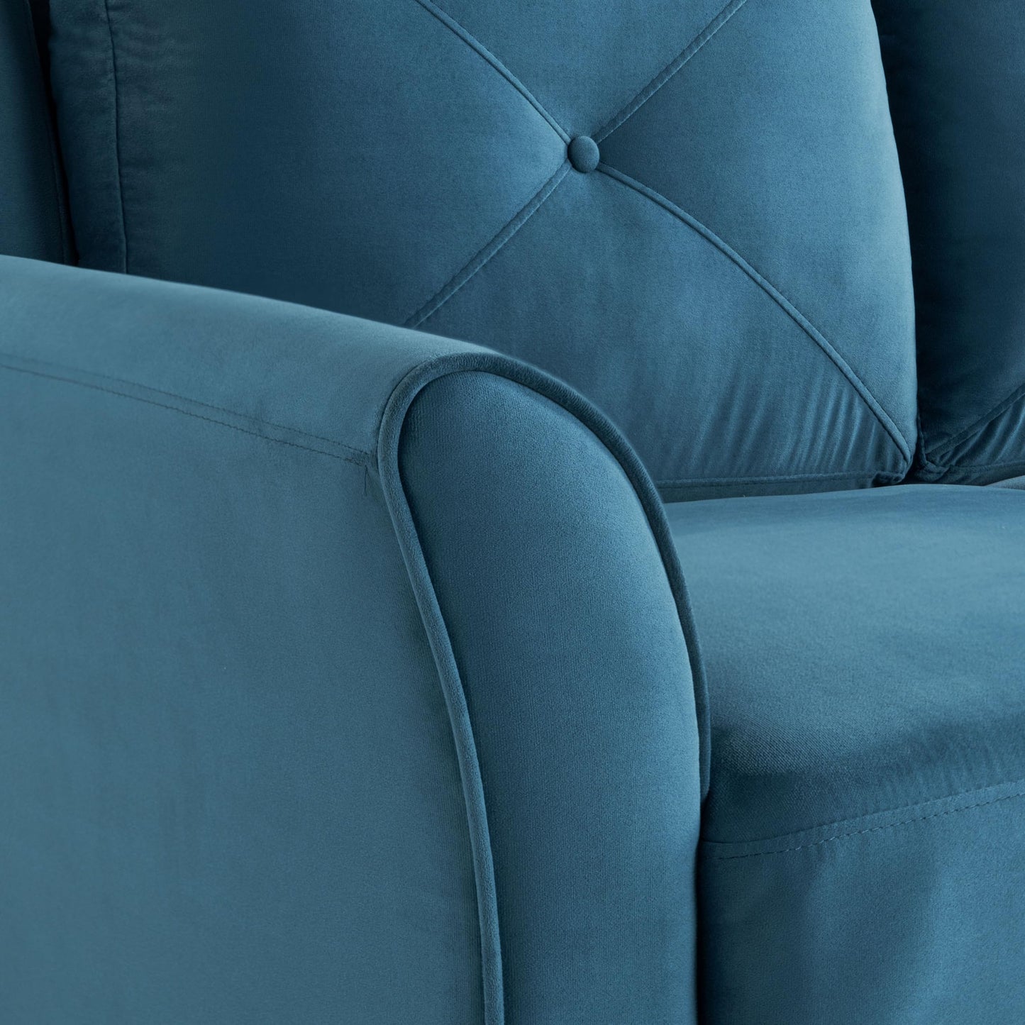 Studio Living Harrington 80.3" Sofa, Transitional Modern, Pocket Coil Comfort, Easy Assembly, Woven Fabric, Blue
