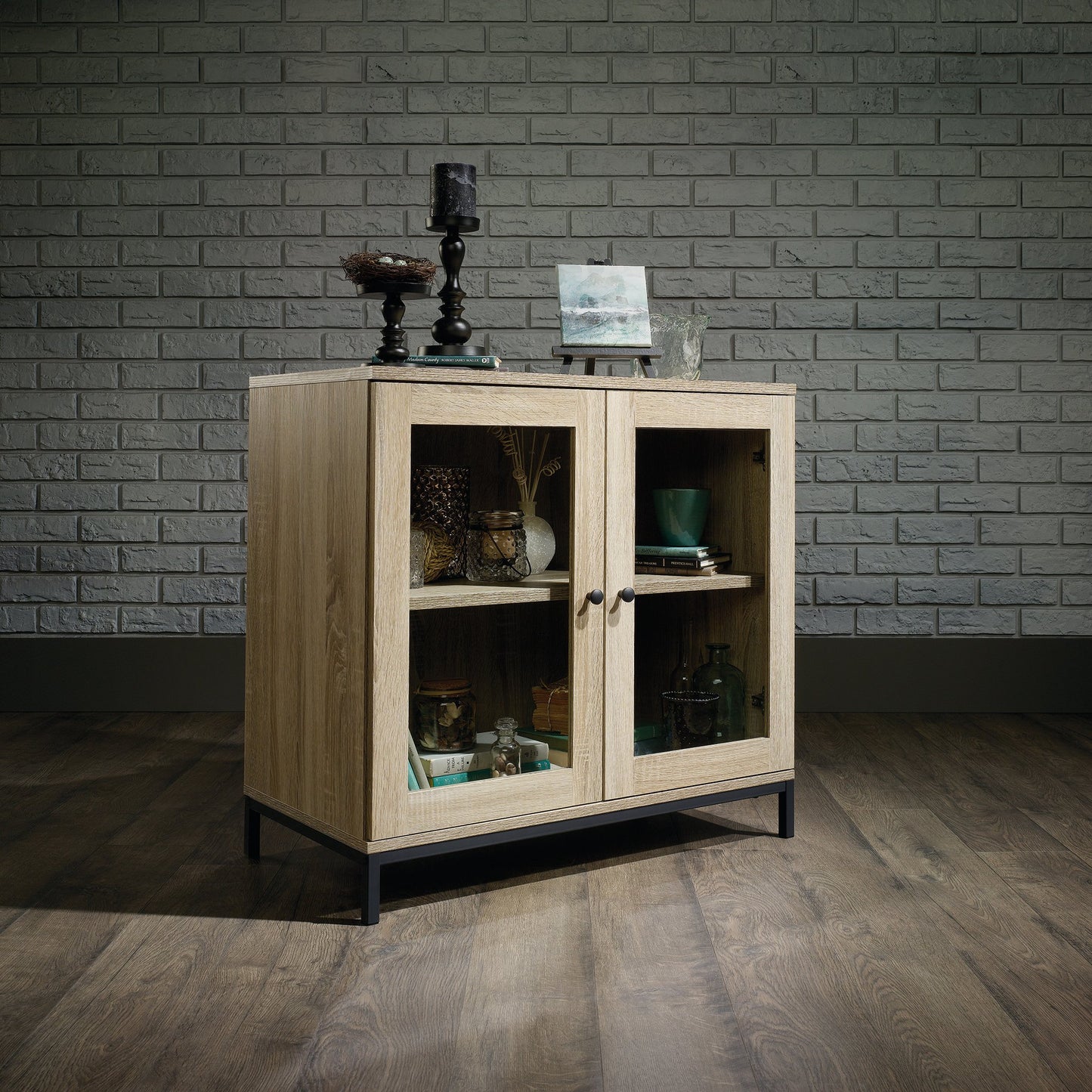 Sauder 420035 North Avenue Display Cabinet, For TVs up to 32", Charter Oak finish