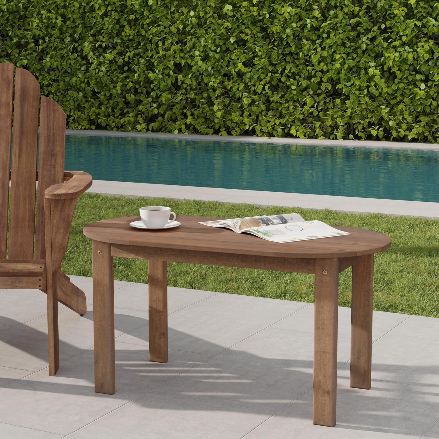 Linon Coffee Table, 18.11D x 35.24W x 18.11H in, Acorn