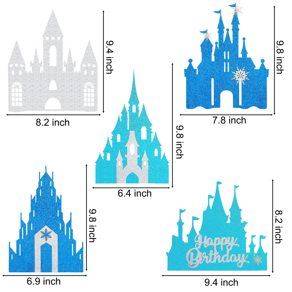 Frozen Castle Table Centerpiece Glitter Winter Themed Table Decorations for Princess Snowflake Themed Birthday Party Girls Birthday Party Supplies