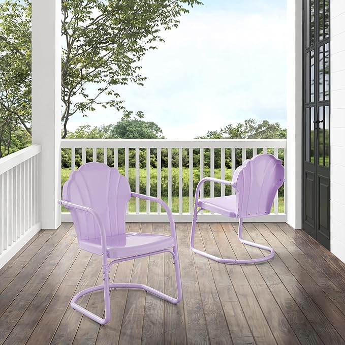 Crosley Furniture Tulip 2-Piece Outdoor Chair Set, Vintage Retro Metal Patio