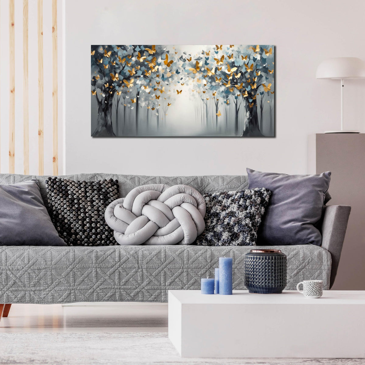 SIXTTART Butterfly Wall Art for Bedroom - Tree Wall Art Canvas for Living Room - Home Office Decor Women Size 20" x 40"