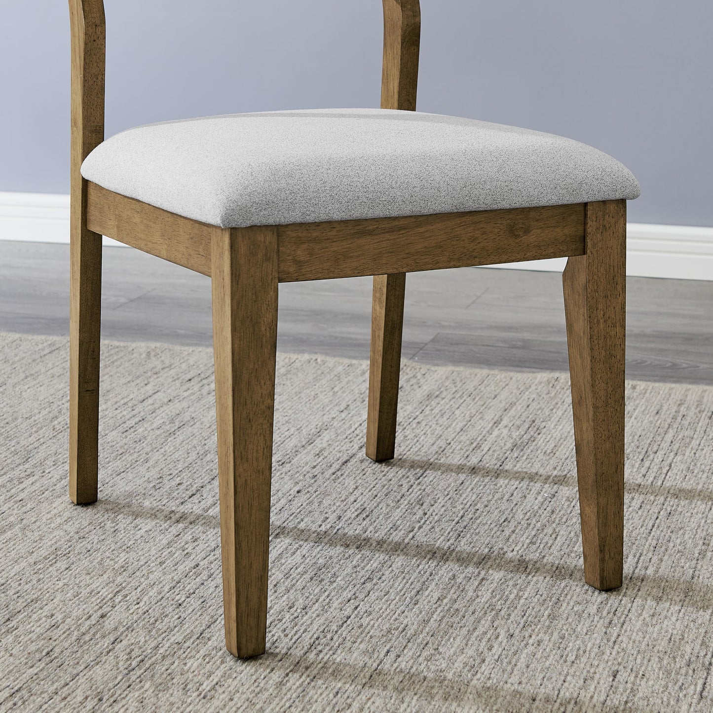 Roundhill Furniture Parker Upholstered Dining Chairs, Set of 2, Light Oak and Gray