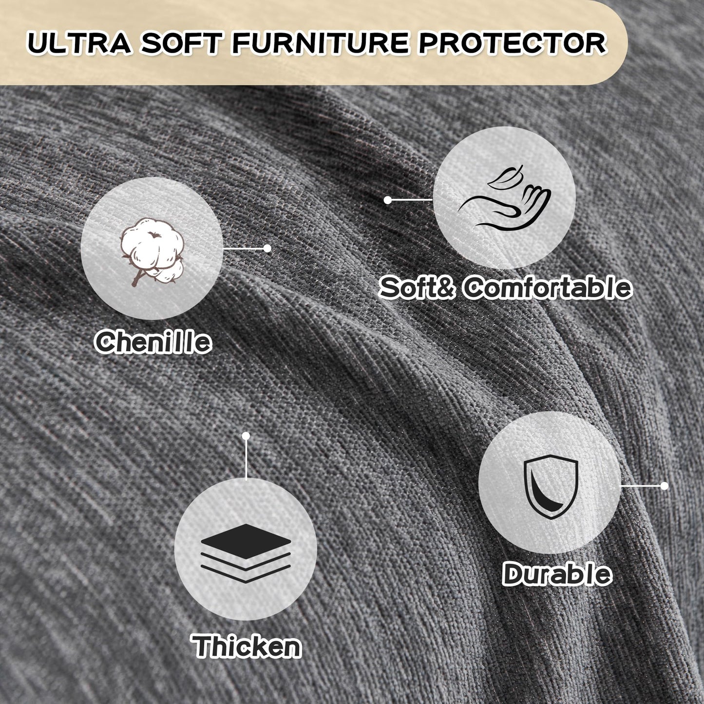 MYSKY HOME Couch Cover for Sectional Sofa, 2 Pieces Couch Covers for L Shape Sofa Cover, Furniture Protector for Pets, Kids, Sofa Slipcover for 2-3 Cushion Couch (71"x118"+71"x118", Dark Grey)