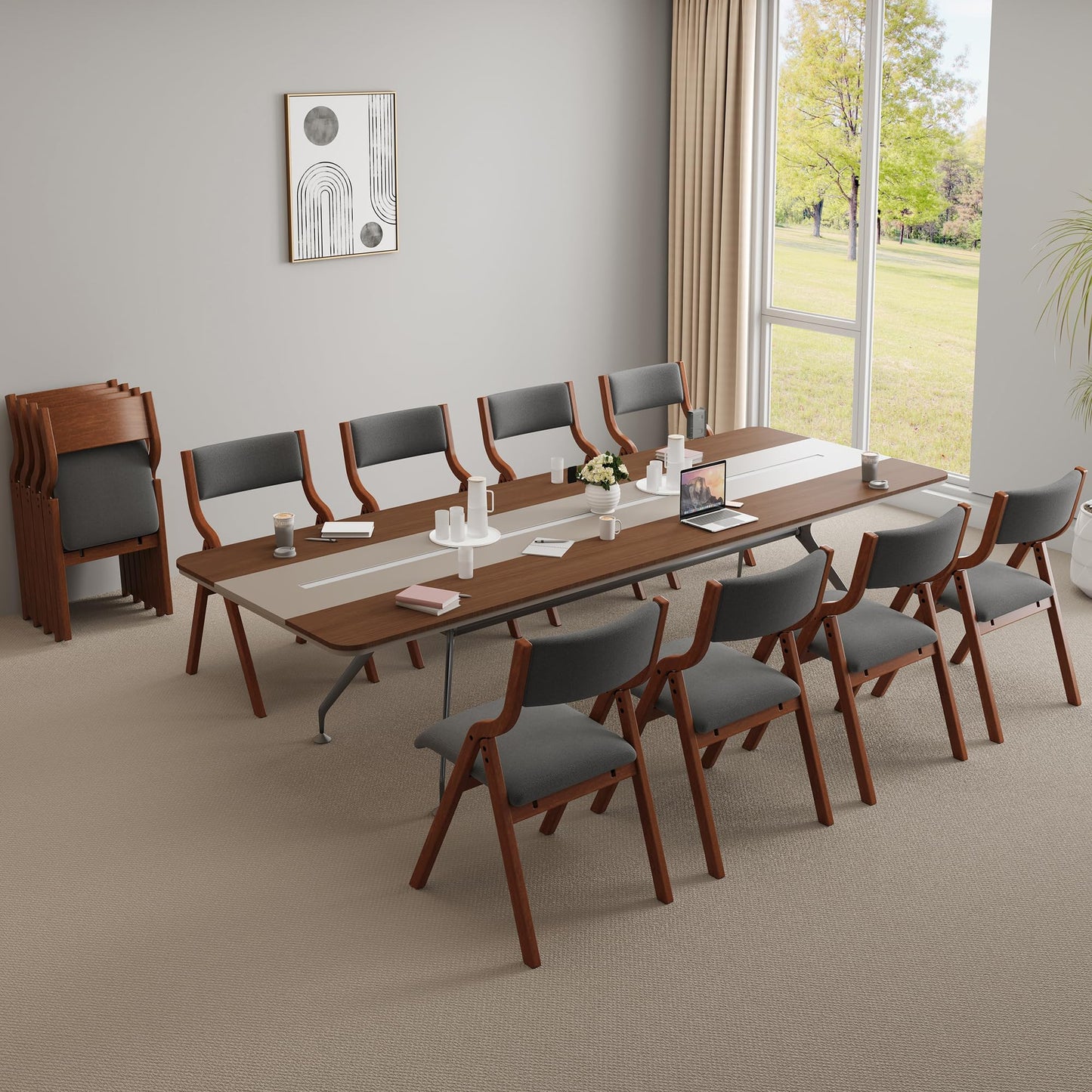YOPTO Folding Wooden Chairs Set of 2 with Padded Seat,Portable Dining Chairs W/Ergonomically Designed Back and Cushion,for Dining Room,Restaurant,Kitchen,Office