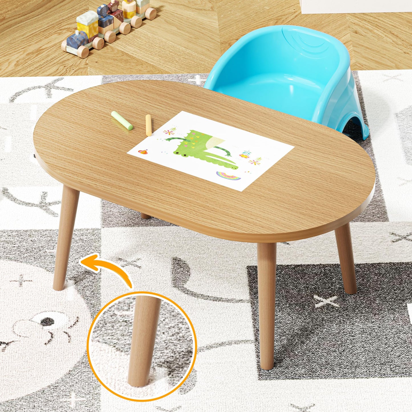 FAMIDGE Coffee Table, 23.6" Small Oval Coffee Tables for Small Space with 4 Solid Wood Leg, Floor Table Desk for Sitting on The Floor, Side Table Japanese Low Table for Living Room Apartment, Brown