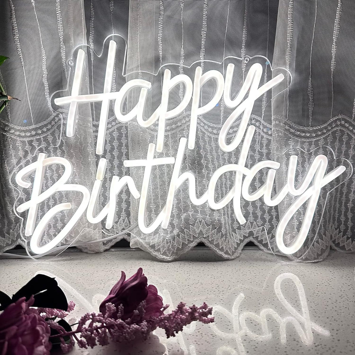 HFHungkeong LED Happy Birthday Neon Night Light for Wall Decor Art Wall Sconce Dimmable Neon Happy Birthday Sign for Birthday Party Home Decor, Bars, Christmas Celebration Occasions USB Powered 5V