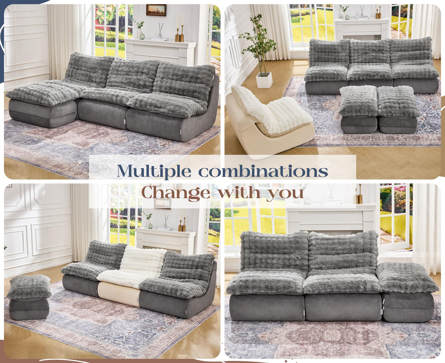 Hobestluk Sofa Couch Foam Sofa for Small Spaces Comfy Sofas with footrest Couch Recliner Small Sofas for Living Room, Bedroom, Apartment (Grey)