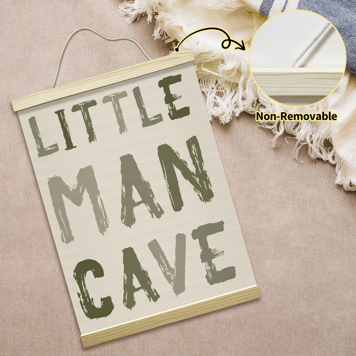 mermermu Little Man Cave Poster Hanger Frame, Green Posters Canvas Wall Art for Toddlers Boys Room Bedroom Playroom Nursery Decor, 12x16 Inches -013