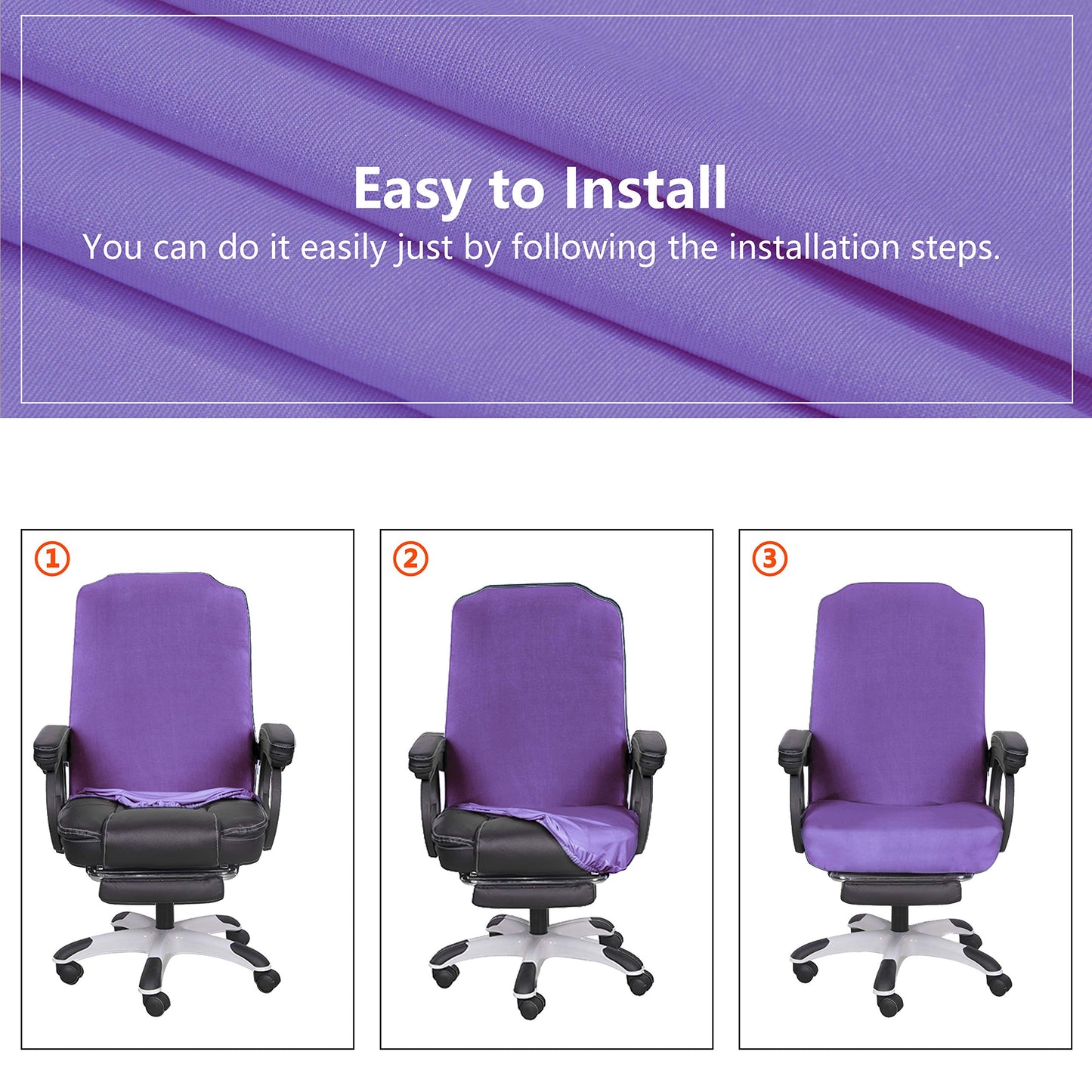SARAFLORA Office Chair Cover- Large, Light Purple- Removable Computer Chair Covers for with Zipper for Universal Rotating Chair Desk Chairs Cover High Chair Seat Washable Protector for Pet