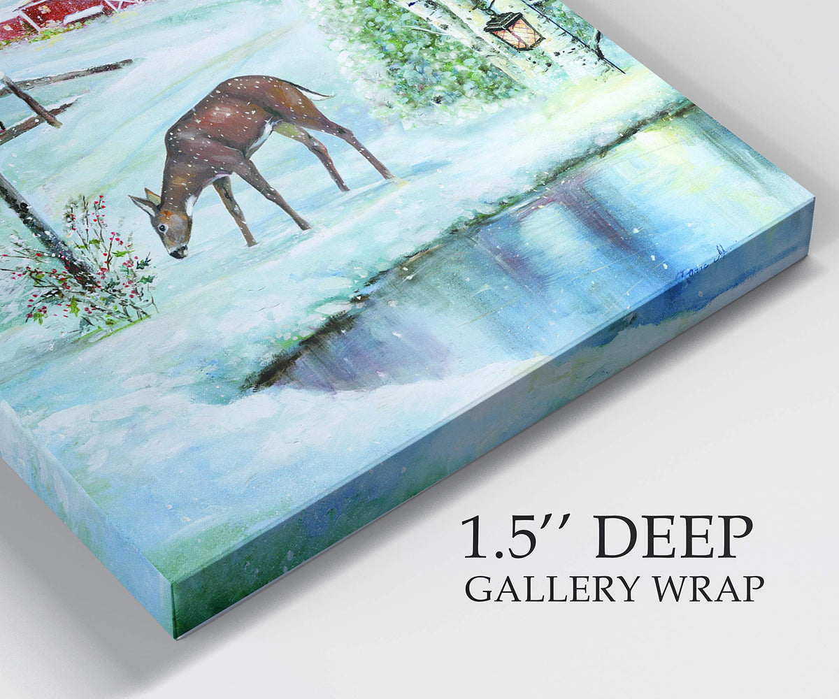 Renditions Gallery Abstract Christmas Decorations for Wall Holiday Skating Christmas Deer Canvas Art Wall Paintings for Bedroom Dining Living Room Office Home Kitchen Wall Decor - 32"X48" LT18