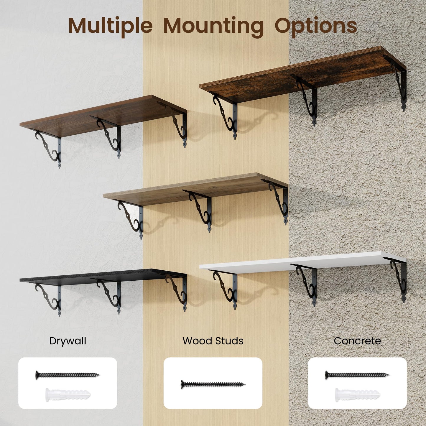 RICHFOCUS 12 Inch Deep Floating Shelves for Wall, 36" W x 12" D Wood Wall Shelves Set of 2, Wide Floating Shelves for Living Room, Bedroom, Kitchen, Bathroom and Decor Storage, Walnut