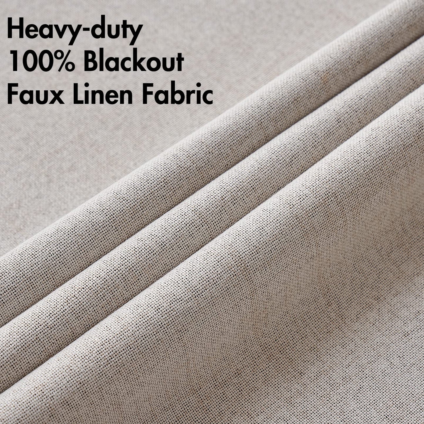 MIULEE 100% Blackout Linen Textured Curtains for Bedroom Solid Thermal Insulated Ivory Grommet Room Darkening Curtains & Drapes Luxury Decor for Living Room 52 x 96 Inch (2 Panels)