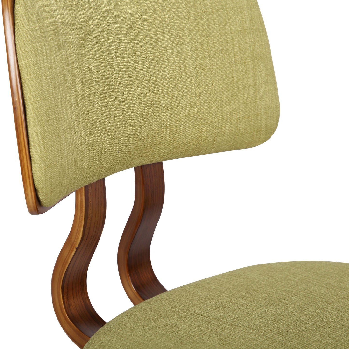 Armen Living Jaguar Mid-Century Dining Chair in Walnut Wood and Green Fabric