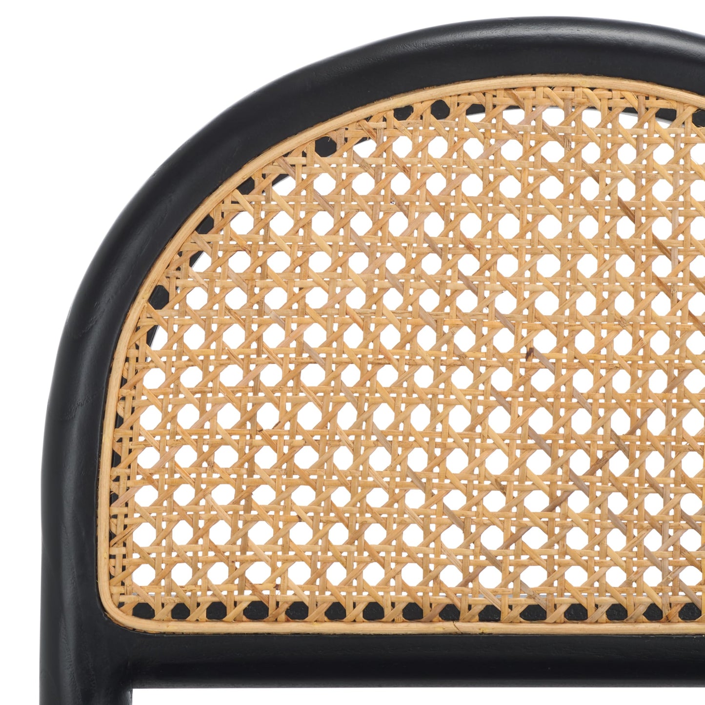 SAFAVIEH Couture Collection Laylie Black Leather Solid Wood Rattan 26-inch Seat Height Kitchen Island Breakfast Nook Counter Stool (Fully Assembled)