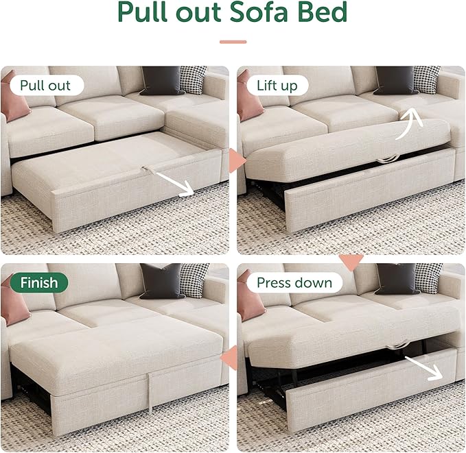HONBAY Modular Sectional Sleeper Sofa