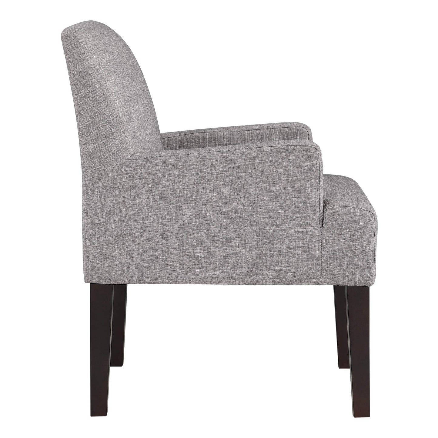 OSP Home Furnishings Main Street Upholstered Guest Chair with Espresso Finish Accents, Cement Grey Fabric